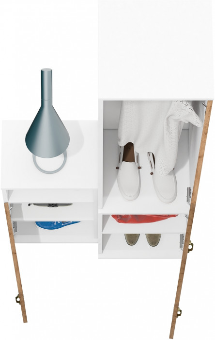 Лидер-8 Пенал МД 21Б + Тумба МД 3.19, белый шагрень/крафт золото