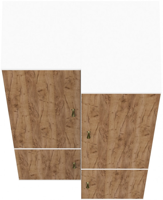 Лидер-8 Модуль Пенал МД 22Б + Пенал МД 23Б, цвет белый шагрень/крафт золото, ШхГхВ 80х50х190 см., универсальная сборка