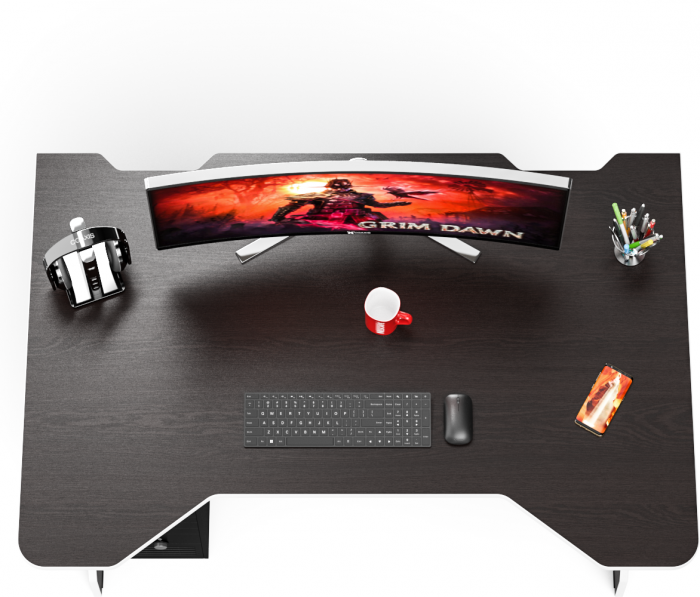 Стол компьютерный С-МД-СК5-1400, цвет венге/кромка белая, ШхГхВ 140х90х75 см. (Стол для геймера Краб-5)