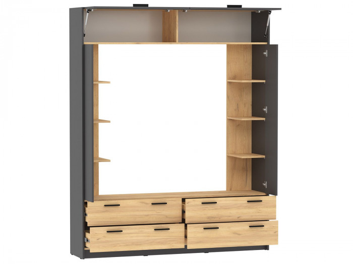 НМ 014.65 Шкаф комбинированный Оттавия Антрацит/Дуб золотой