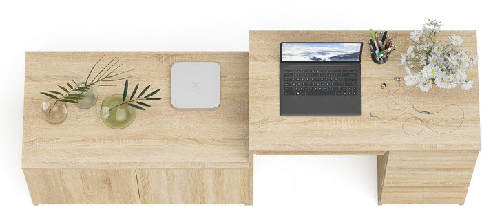 Мори Стол компьютерный МС-6 правый + Тумба МА900.1, цвет дуб сонома, ШхГхВ 180,4х50,4х76,6 см., выдвижные ящики справа, НЕ универсальная сборка