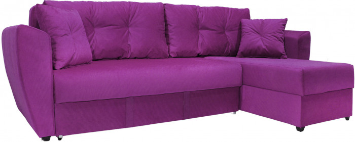 Диван-кровать угловой Амстердам Люкс, 160х200, еврокнижка, велюр, фиолетовый