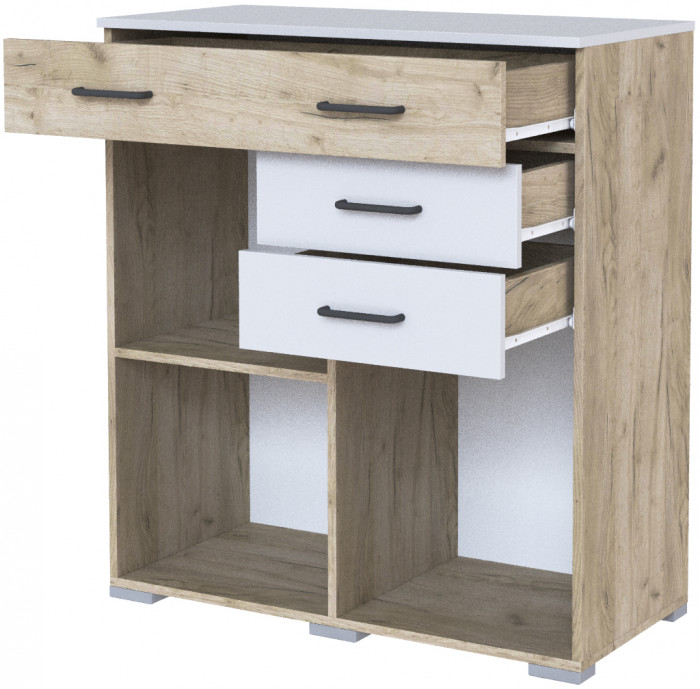 Комод "Теана" -  Крафт серый/МДФ светло-серый