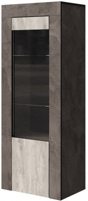 Шкаф-витрина 1 дверь "Лондон" - Оникс/Бетон пайн светлый