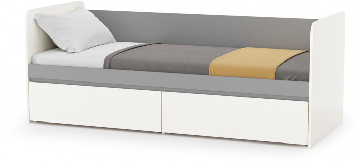 Торонто Компоновка № 25, цвет белый шагрень/стальной серый, сп. м. 800х1900 мм., б/м, основание есть, универсальная сборка