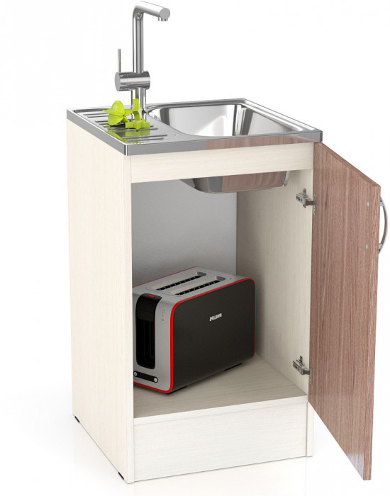 Кухня Мери ШНМ500 Стол под мойку 50 см., цвет дуб/ясень шимо тёмный, ШхГхВ 50х60х85 см., универсальная дверь (столешница в комплект на входит)