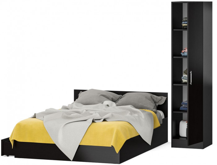 Кровать с ящиками 1400 + Пенал Стандарт, венге