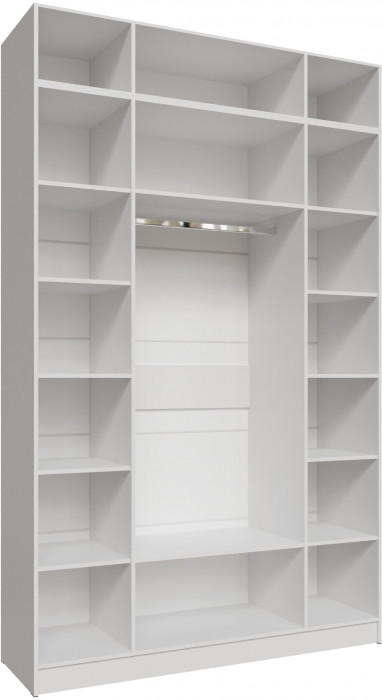 Шкаф 1,6 с антресолью и зеркалом Мадрид, Белый