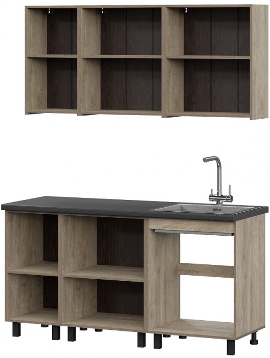 Кухня Этна 1.6 м. Комплект 1, софт грей