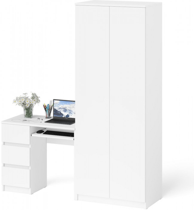Мори Стол компьютерный МС-6 левый + Шкаф МШ800.1, цвет белый, ШхГхВ 170,4х50,4х209,6 см., выдвижные ящики слева, НЕ универсальная сборка