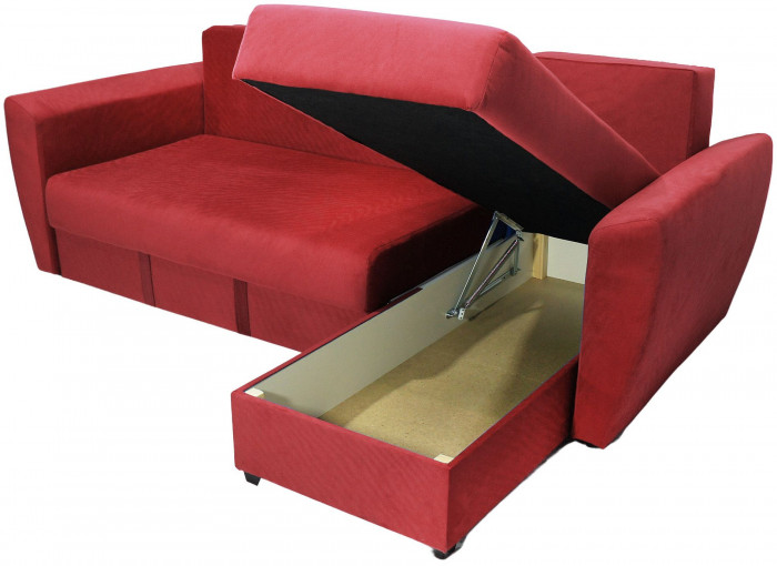 Диван-кровать угловой Амстердам Люкс, 160х200, еврокнижка, велюр, красный