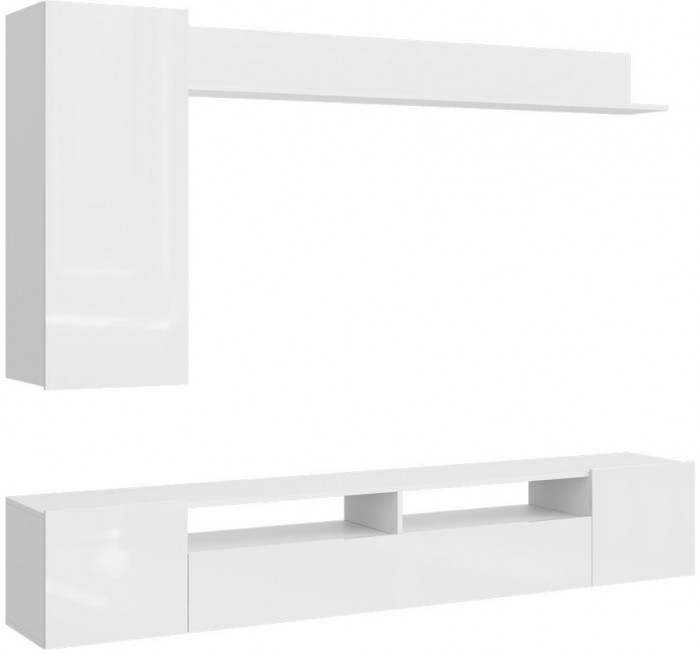 Стенка ТВ Соло-16 МДФ (Белый / Белый глянец)
