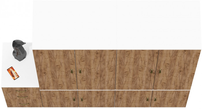 Лидер-8 Шкаф МД 19Б + Шкаф МД 19Б + Тумба МД 3.16, белый шагрень/крафт золото