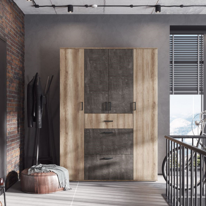 НЕЛЬСОН ШК 03 (СОЛО-3) Шкаф (1,600х2,200х0,500) дуб каньон/железный камень