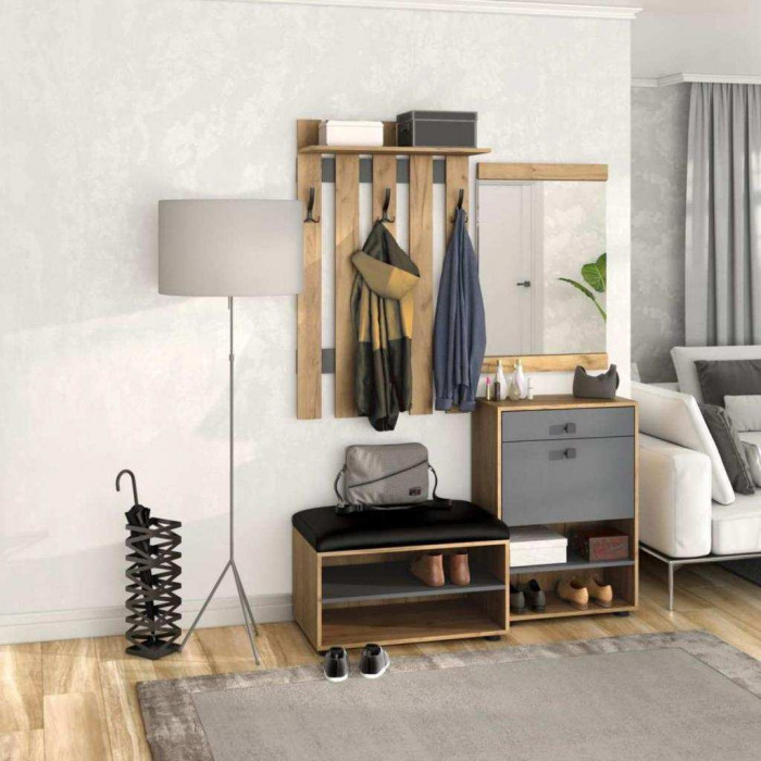 Вешалка Мини-Лайт МЛ-3/дуб графит