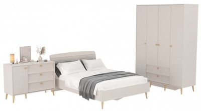 Афина Спальня 11-1400, цвет кашемир серый, сп.м. 1400х2000 мм., б/м, основание есть - фанера