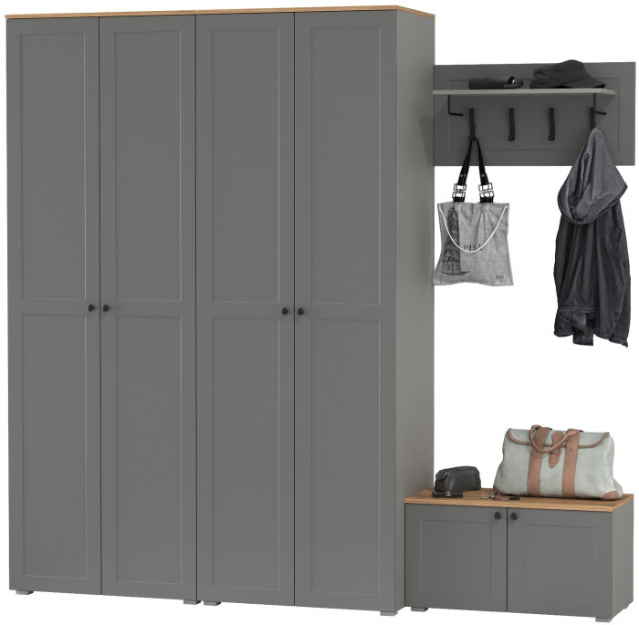 Остин Прихожая 31, серый графит/дуб крафт золотой