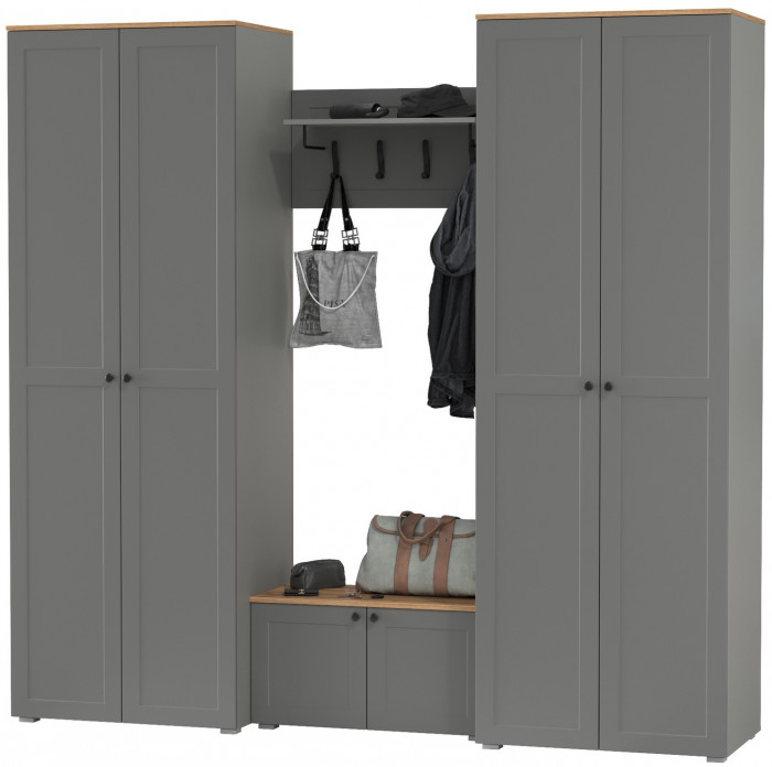 Остин Прихожая 31, серый графит/дуб крафт золотой