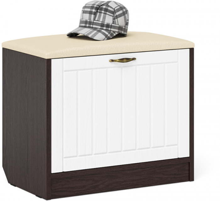 Прихожая П-6 Компоновка № 10, цвет венге/фасады МДФ белое дерево фрезеровка прованс, ШхГхВ 120х50х210 см., универсальная сборка