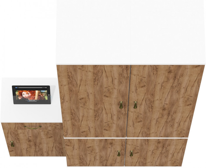 Лидер-8 Пенал МД 22Б + Пенал МД 22Б + Тумба МД 3.15, белый шагрень/крафт золото