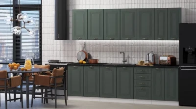 Кухонный гарнитур Гранд 2,6м, Грин/Белый (МДФ)