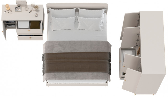 Афина Спальня 11-1600, цвет кашемир серый, сп.м. 1600х2000 мм., б/м, основание есть - фанера