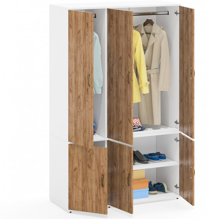 Лидер-8 Модуль Пенал МД 23Б + Шкаф МД 19Б, цвет белый шагрень/крафт золото, ШхГхВ 120х50х190 см., универсальная сборка