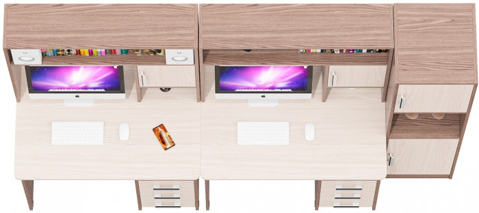 С-МД-СК9 Компоновка № 04, цвет ясень шимо светлый/ясень шимо тёмный, ШхГхВ 247х70х160 см., НЕ универсальная сборка