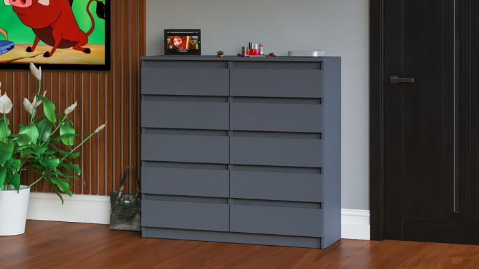 Мори Комод МК1200.10, цвет графит, ШхГхВ 120,4х41х115 см.