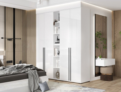 Норд Шкаф 2-х ств. 800 2шт + Пенал открытый 300 Белый/белый глянец