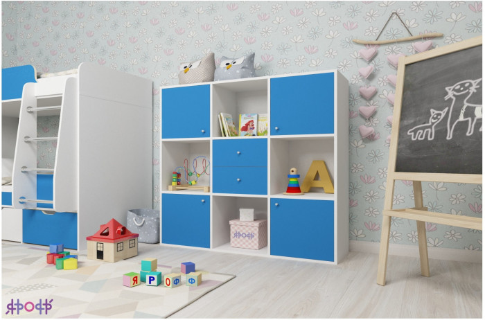 Стеллаж Джери (Белое дерево/Оранжевый)