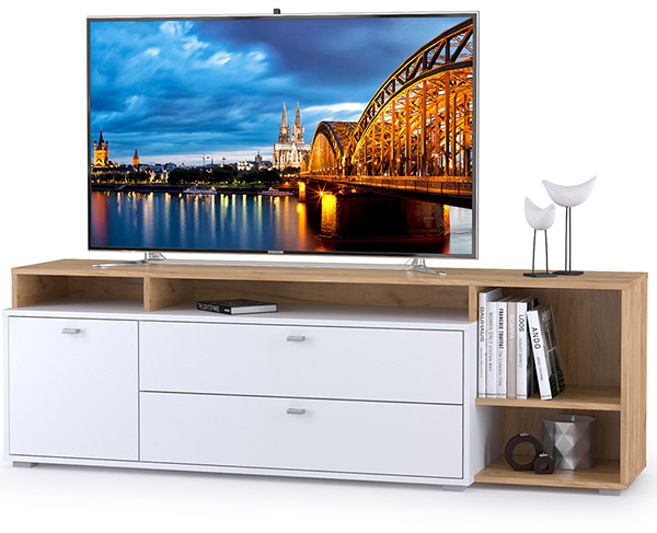 Бэль 10.92 Тумба, цвет дуб крафт золотой/белый премиум, ШхГхВ 171х43х52,8 см., НЕ универсальная сборка