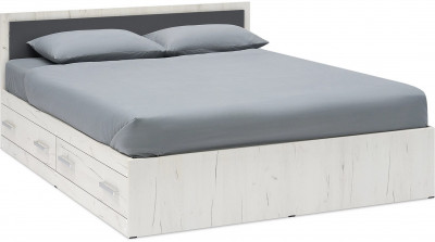 Фиеста NEW Кровать 1,6м с ящиками (Дуб крафт белый/Графит)