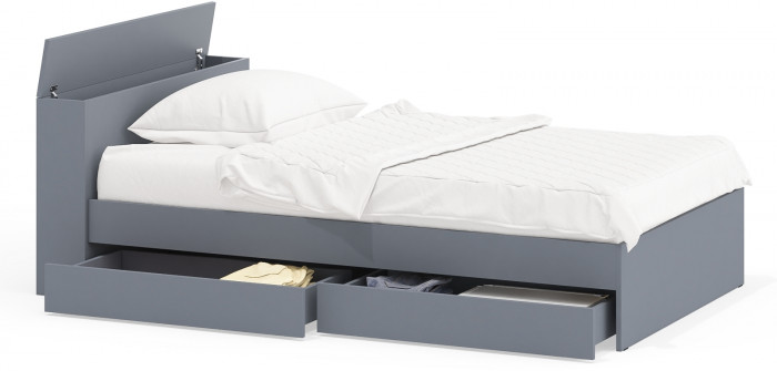 Ксения Кровать с ящиками 1200, графит