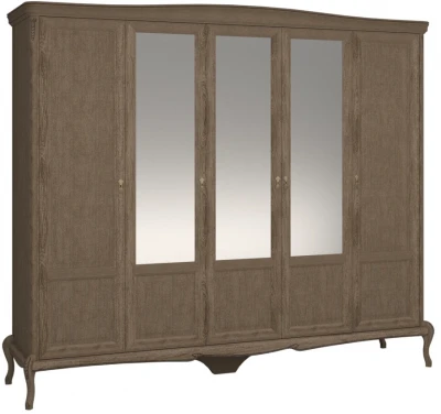 Шкаф для одежды пятидверный "Монако" с зеркалом - отделка Классик (лак)