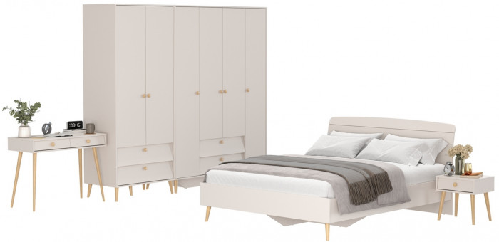 Афина Спальня 40-1600, цвет кашемир серый, сп.м. 1600х2000 мм., б/м, основание есть - фанера