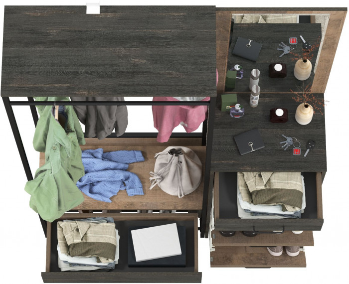 Трувор Прихожая 216, цвет дуб гранж песочный/интра, ШхГхВ 130х37х194,2 см., универсальная сборка