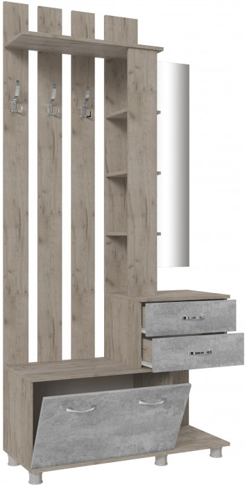 Центральная секция Микс-Арт, Дуб крафт серый/Цемент