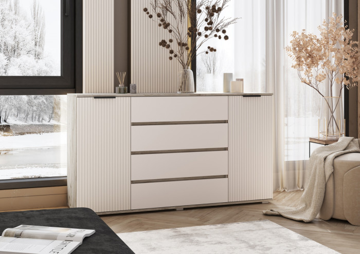 Марвэл Комод 2 двери 4 ящика (1600), Крафт серый/Кашемир