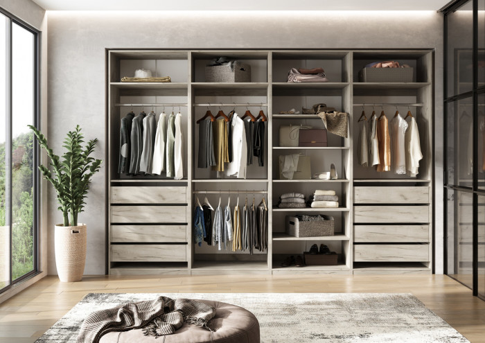 Гардеробная Ларго Вариант №2, Крафт серый/Кашемир