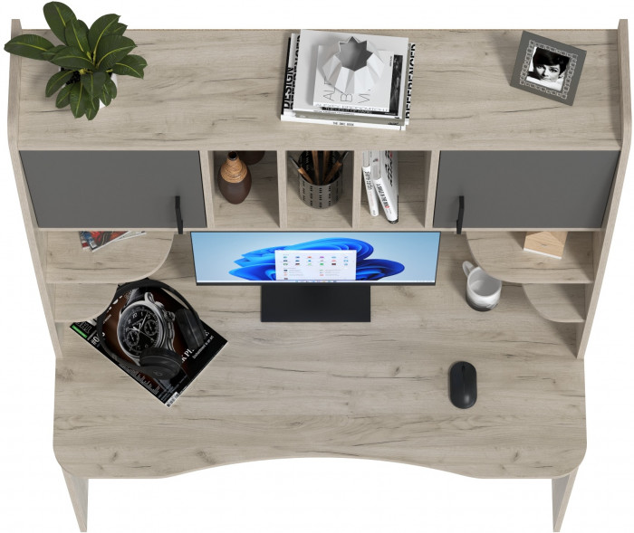 Стол рабочий 6-0604дкс/граф Бета, дуб крафт серый/графит