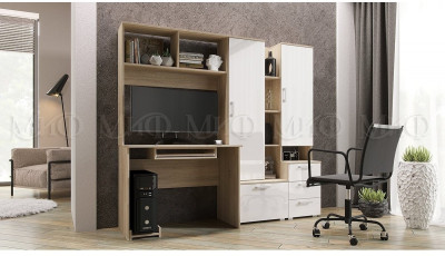 Компьютерный стол №6 (Сонома / Белый глянец)