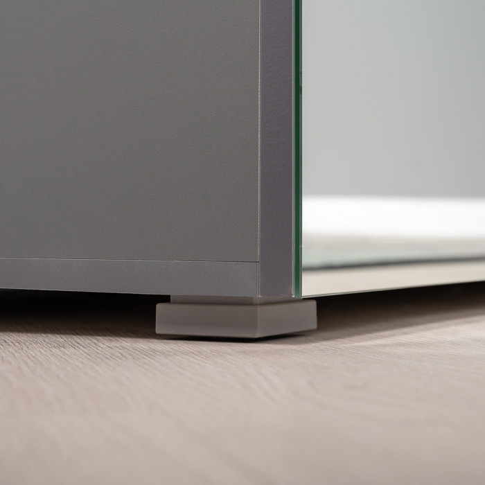 Октава 13.338 Шкаф для одежды + 13.338 Шкаф, серый графит/дуб крафт золотой/фасады МДФ серый графит и зеркало