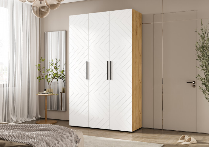 Флэш Шкаф 3-х ств. 1350 браш вайт/дуб крафт