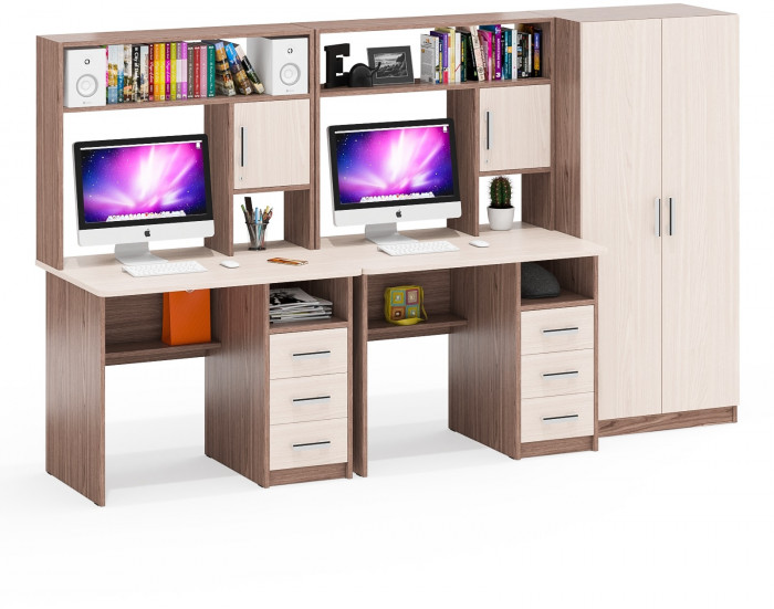 С-МД-СК9 Компоновка № 05, цвет ясень шимо светлый/ясень шимо тёмный, ШхГхВ 274х70х160 см., НЕ универсальная сборка