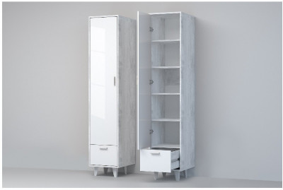 Эго Пенал П-1 НГ (Глянец Белый/Бетон Светлый)