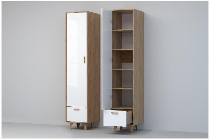 Эго Пенал П-1 НГ (Глянец Белый/Бетон Светлый)