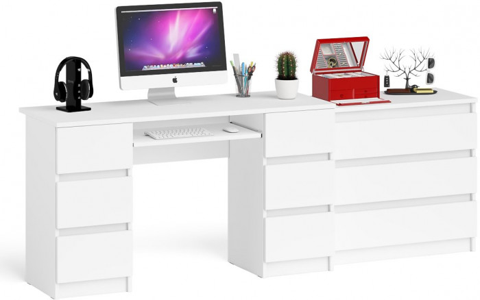 Мори Стол компьютерный МС-2 + Комод МК800.1, цвет белый, ШхГхВ 215,8х50х76,6 см., универсальная сборка
