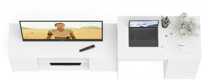 Мори Стол компьютерный МС-6 правый + Тумба МТВ1200.1, цвет белый, ШхГхВ 210,4х50х76,6 см., выдвижные ящики справа, НЕ универсальная сборка