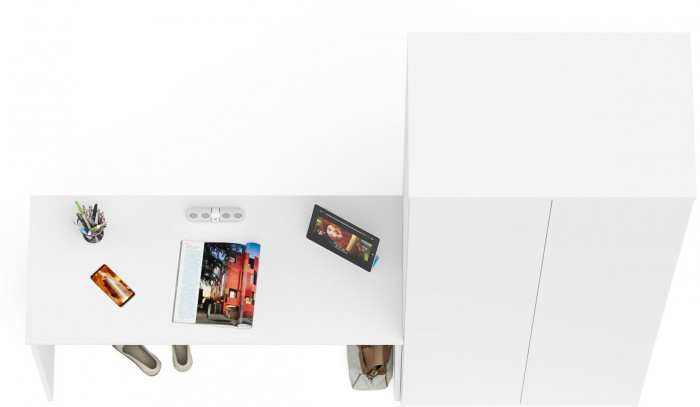 Мори Стол письменный МСП1200.1 + Шкаф МШ800.1, цвет белый, ШхГхВ 200,8х50,4х209,6 см., универсальная сборка